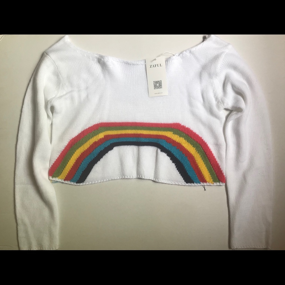 Rainbow sweater crop top